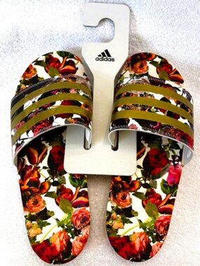 adidas Adilette series Comfort Slides in floral Men's Size 7 NWT